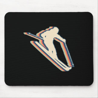 Skiing Ski Skier Retro Line Art Mouse Pad