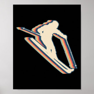 Skiing Ski Skier Retro Line Art  Poster