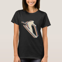 Skiing Ski Skier Retro Line Art