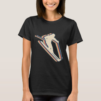 Skiing Ski Skier Retro Line Art  T-Shirt