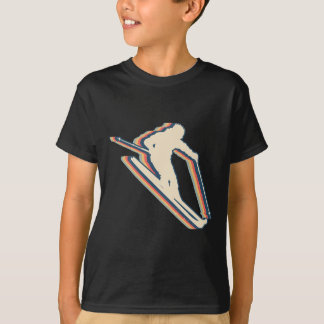 Skiing Ski Skier Retro Line Art  T-Shirt