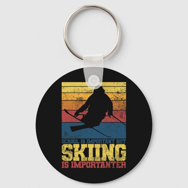 Skiing Ski Skier Vintage  Keychain (Front)