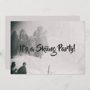 Skiing Ski Slope Party Retro Snow Mountain Invitation