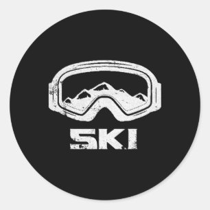 Skiing Ski Snow Mountain Winter Skier Tee Perfect Classic Round Sticker