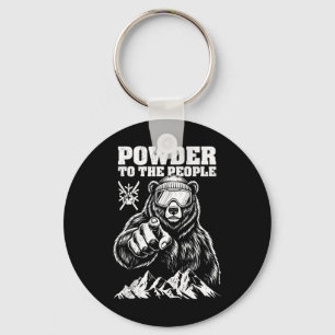 Skiing Skier Bear Powder To The People Funny Ski P Keychain