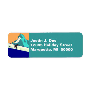 Skiing skier downhill slope Return address Label