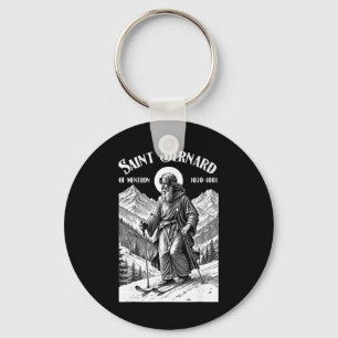 Skiing Skier Patron Saint Bernard Vintage Winter S Keychain