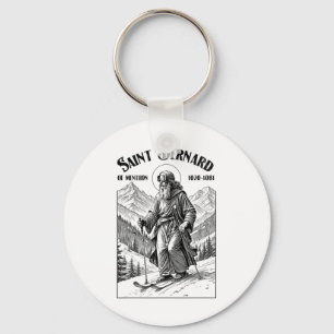 Skiing Skier Patron Saint Bernard Vintage Winter S Keychain