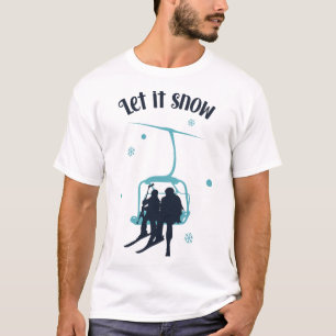 Skiing Skier Ski Retro Winter Let It Snow Christma T-Shirt
