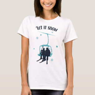 Skiing Skier Ski Retro Winter Let It Snow Christma T-Shirt