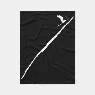 Skiing - Skier With Tracks In Deep Powder Snow Lov Fleece Blanket