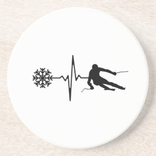Skiing - Skiing Heartbeat Skier Gift Coaster