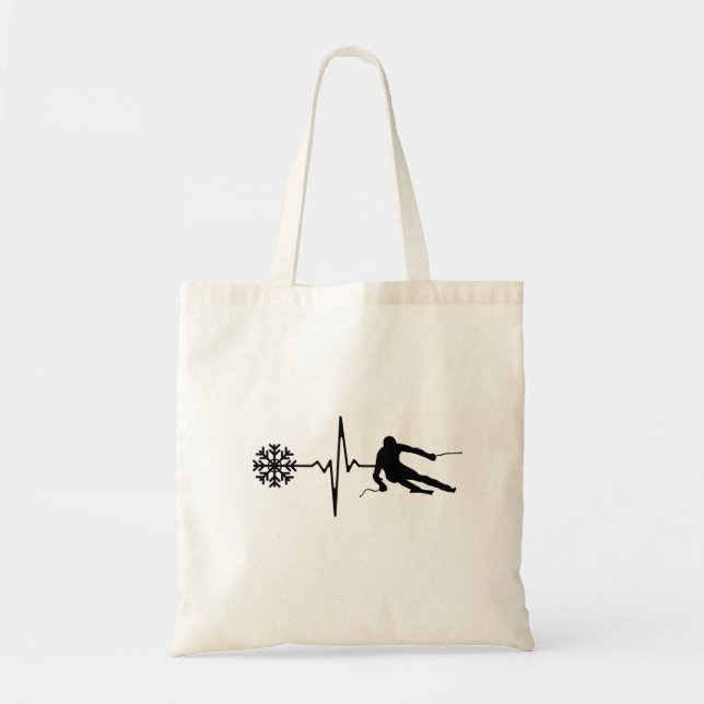 Skiing - Skiing Heartbeat Skier Gift Tote Bag (Front)