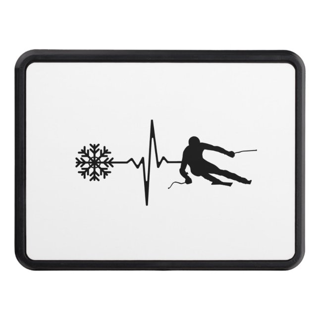 Skiing - Skiing Heartbeat Skier Gift Trailer Hitch Cover (Front)