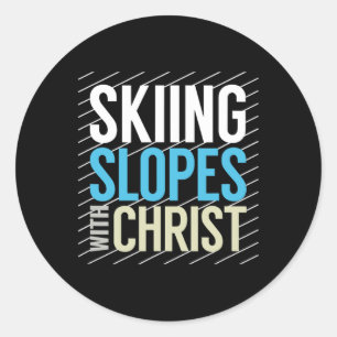 Skiing Slopes With Jesus  Classic Round Sticker