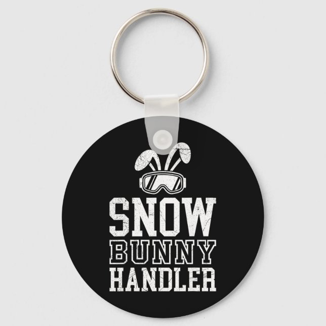 Skiing Snow Bunny Handler Funny Skier Funny  Keychain (Front)