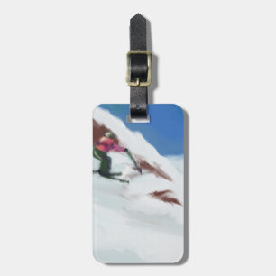 Skiing Snow Mountain Art Luggage Tag