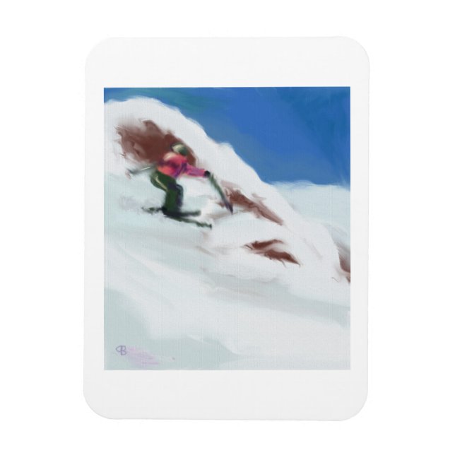 Skiing Snow Mountain Art Magnet (Vertical)