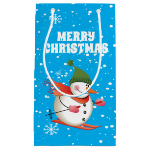 Skiing Snowman Gift Bag Small/Medium