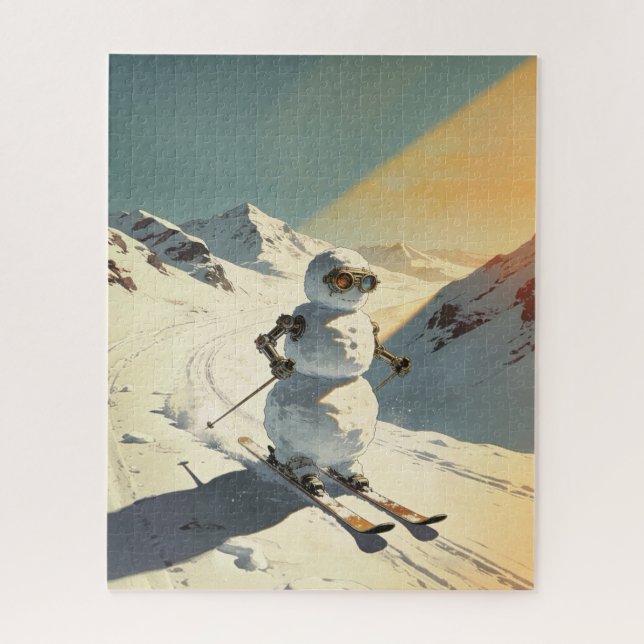 Skiing  Snowman  Jigsaw Puzzle (Vertical)