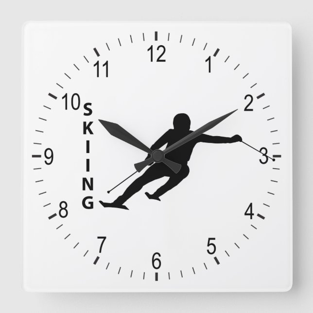 Skiing Square Wall Clock (Front)