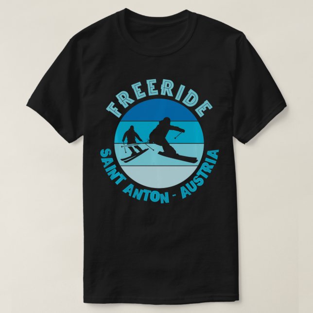 Skiing St Anton Austria Freeride  T-Shirt (Design Front)