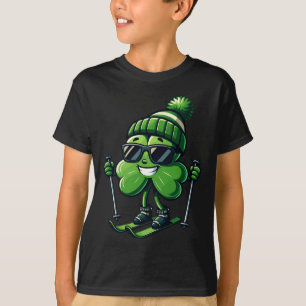 Skiing St Patricks Day Shamrock Clover Irish Men W T-Shirt