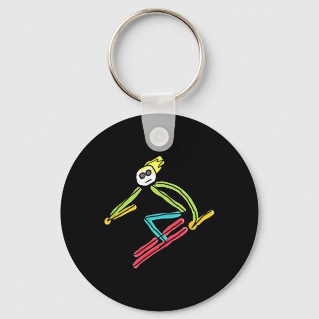 Skiing Stickman  Keychain (Front)