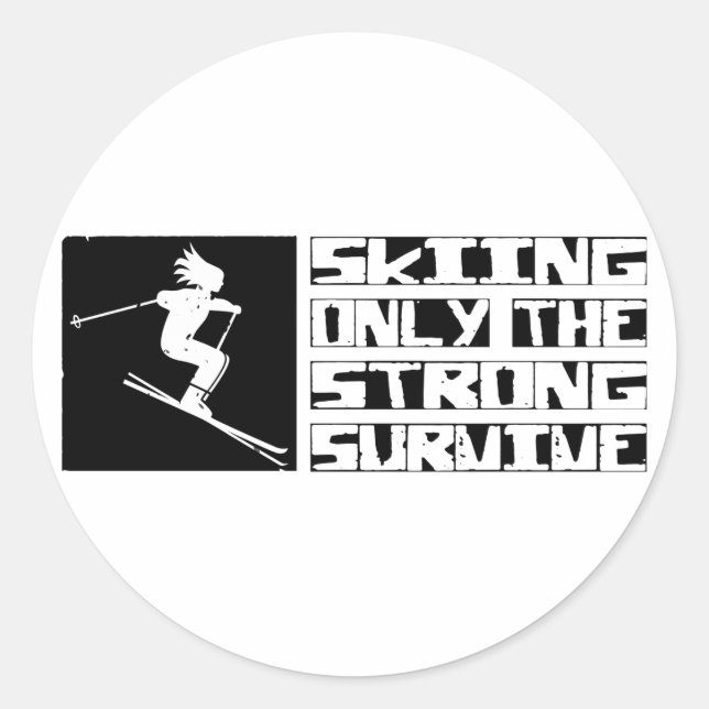 Skiing Survive Classic Round Sticker (Front)
