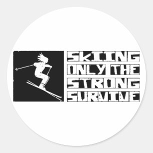 Skiing Survive Classic Round Sticker