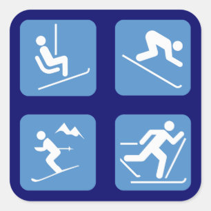 Skiing Symbols Square Sticker