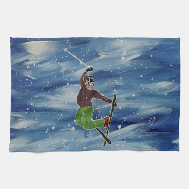 Skiing tea towel (Horizontal)