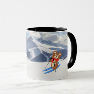 Skiing - Teddy Bear Skier on snow Personalize Mug