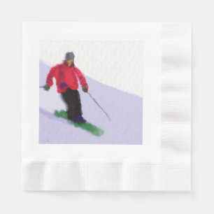 Skiing the Slopes Art Napkin