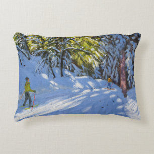 Skiing through the Woods La Clusaz 2012 Accent Pillow