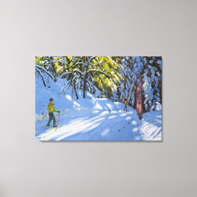 Skiing through the Woods La Clusaz 2012 Canvas Print (Front)