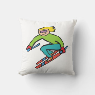Skiing Throw Pillow