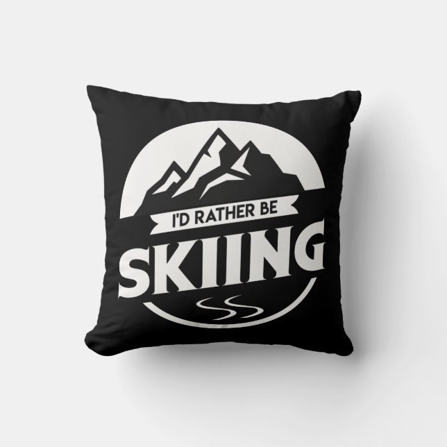 Skiing Throw Pillow (Front)