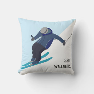 Skiing Throw Pillow