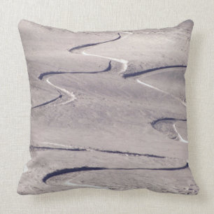 Skiing Tracks Throw Pillow