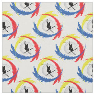Skiing Tricolor Emblem Fabric