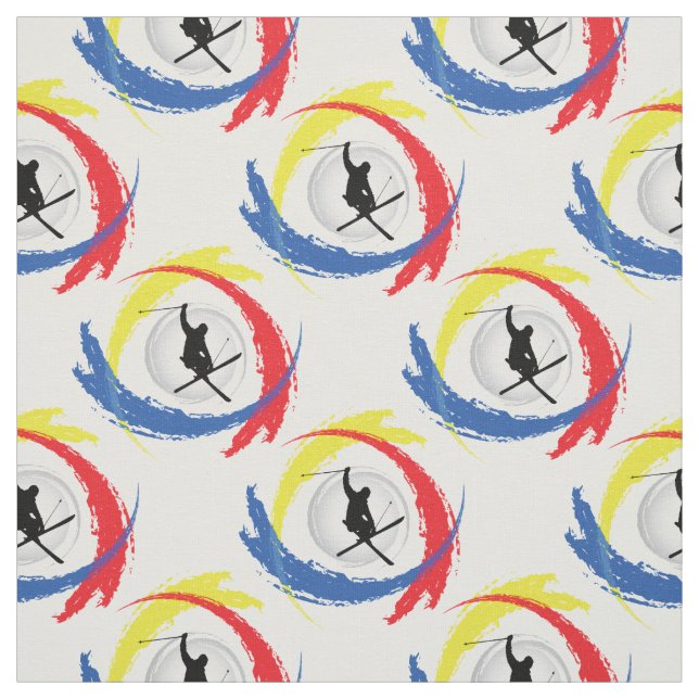 Skiing Tricolor Emblem Fabric (Swatch)