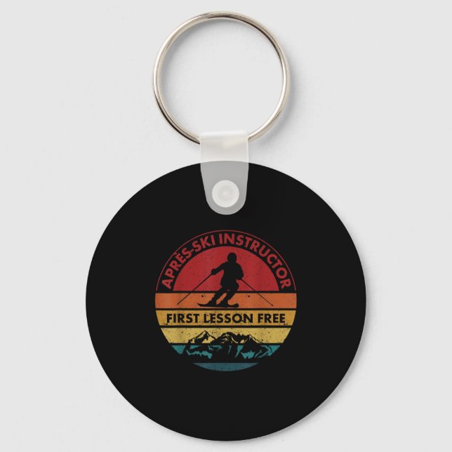 Skiing Trip Skier Apres Ski Instructor First Lesso Keychain (Front)