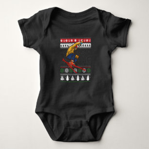 Skiing Ugly Christmas Baby Bodysuit
