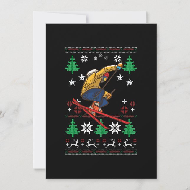 Skiing Ugly Christmas Invitation (Front)