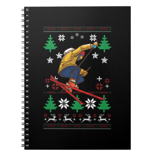 Skiing Ugly Christmas Notebook (Front)