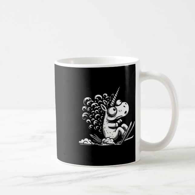 Skiing Unicorn Funny Snow Mountain Slope  Coffee Mug (Right)