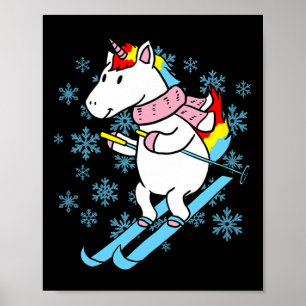 Skiing Unicorn Shirt Unicorn Poster