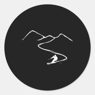 Skiing Winter Sports Art For Outdoor Enthusiasts Classic Round Sticker