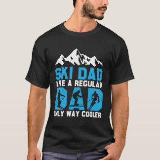 Skiing Winter Sports Distressed Cool Ski Dad Tee F
